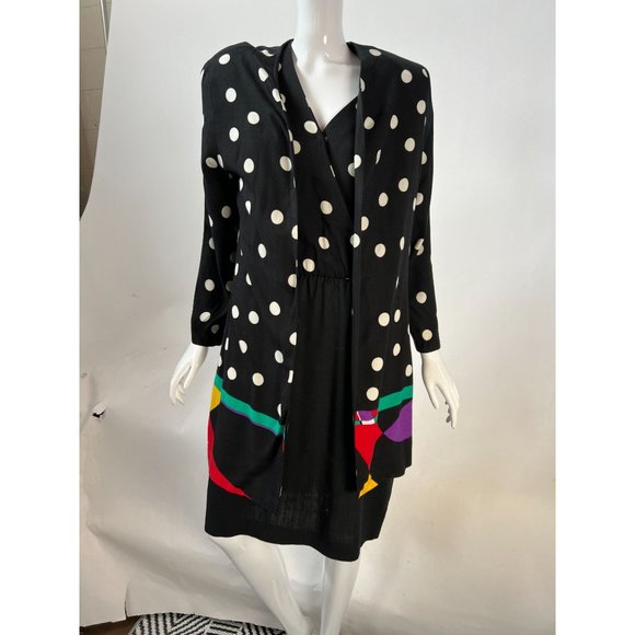 Melissa Vintage 2pc Dress and Jacket Size 8 Black 50% Polyester 50% Rayon - Picture 1 of 16
